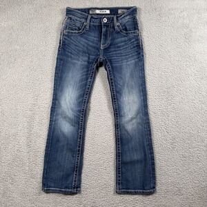 BKE Denim Aiden Jeans Womens Sz 24S Blue Straight Leg Distressed Stretch Faded